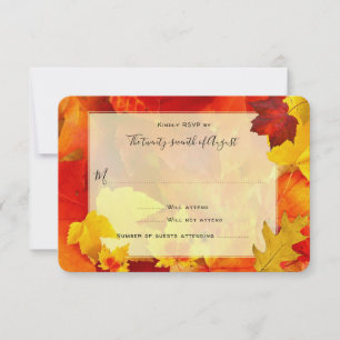 Elegant Fall Invitation RSVP Orange Leaves Card