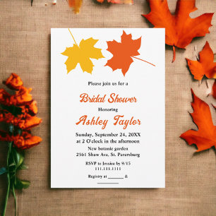 Elegant Fall Leaves Autumn Floral Bridal Shower Invitation
