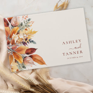 Elegant Fall Leaves Autumn Wedding Guest Book