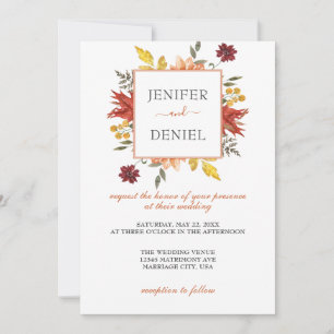 Elegant Fall Leaves Autumn Wedding  Invitation