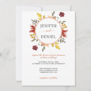 Elegant Fall Leaves Autumn Wedding Invitation