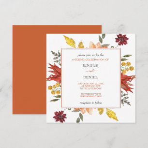 Elegant Fall Leaves Autumn Wedding  Invitation
