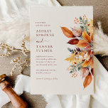 Elegant Fall Leaves Autumn Wedding Invitation<br><div class="desc">Elegant Fall Leaves Autumn Wedding Invitation features a beautiful bouquet of autumn leaves in rust,  yellow,  gold,  mustard,  brown and purple.</div>