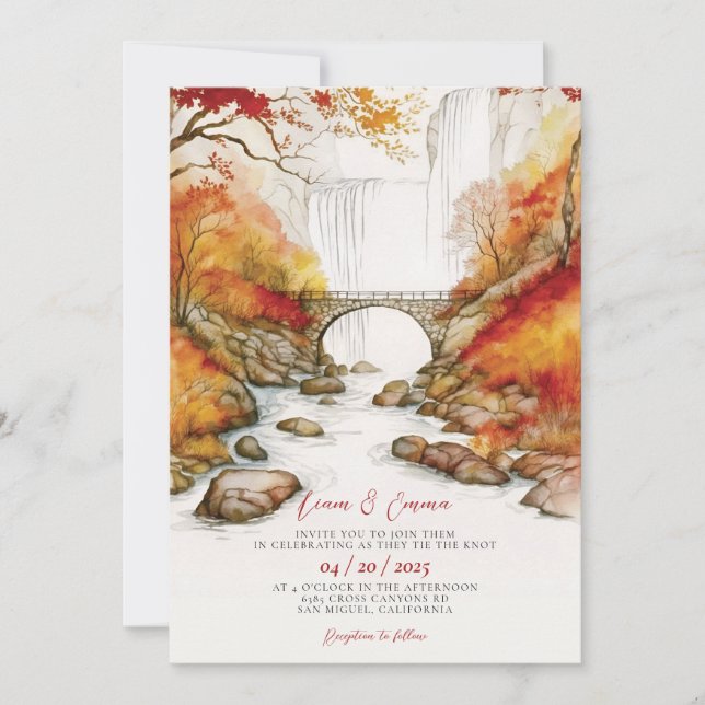 Elegant Fall Leaves Autumn Wedding Invitation (Front)