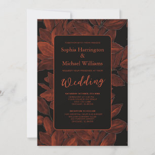 Elegant Fall Leaves Autumn Wedding Invite QR Code
