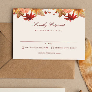 Elegant Fall Leaves Autumn Wedding RSVP Card