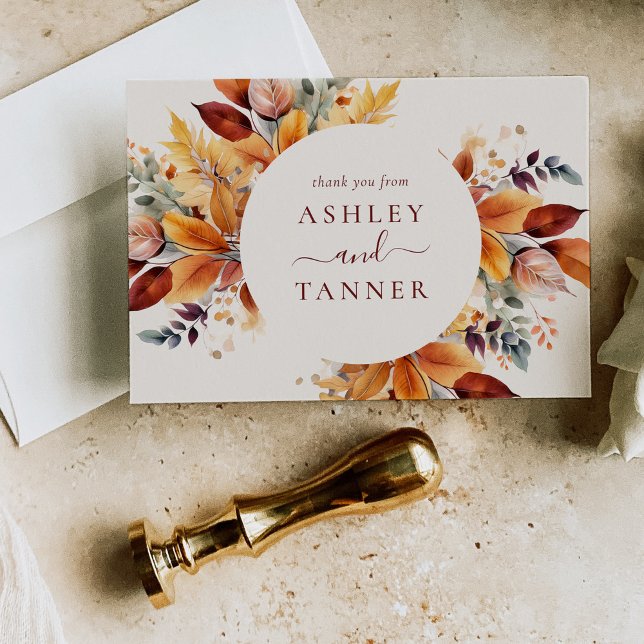 Elegant Fall Leaves Autumn Wedding Thank You Card (Creator Uploaded)