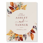 Elegant Fall Leaves Autumn Wedding Welcome Sign