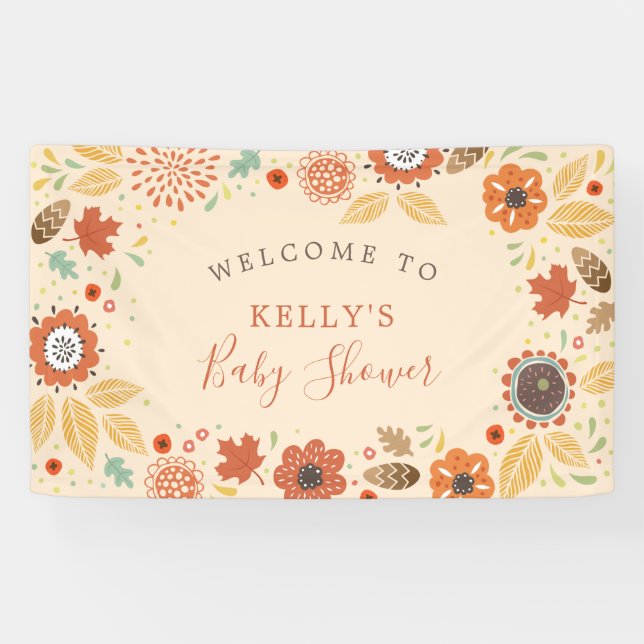 Elegant Fall Leaves Baby Shower Banner (Horizontal)