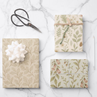Elegant Fall Leaves | Boho Minimalist Farmhouse Wrapping Paper Sheet