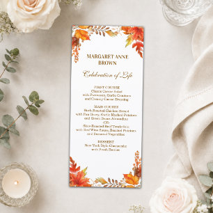 Elegant Fall Leaves Celebration of Life Menu