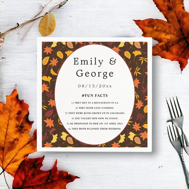 Elegant Fall Leaves Country Autumn Floral Wedding Napkin (Creator Uploaded)