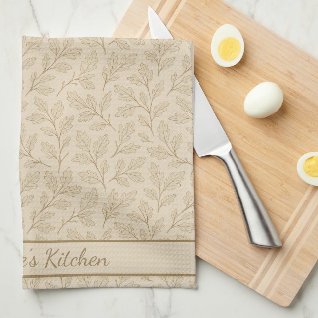 Elegant Fall Leaves | Custom Minimalist Farmhouse Tea Towel (Quarter Fold)