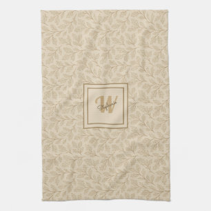 Elegant Fall Leaves Custom Minimalist Farmhouse Tea Towel