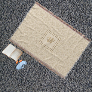 Elegant Fall Leaves Custom Minimalist Farmhouse Throw Blanket