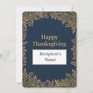 Elegant Fall Leaves Luxury Gold Foil Holiday Card