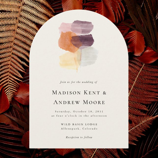Elegant Fall Leaves Modern Autumn Art Wedding Invitation (Creator Uploaded)