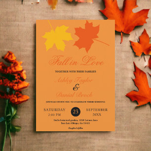 Elegant Fall Leaves Orange Autumn Floral Wedding Invitation