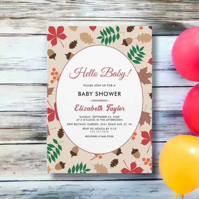 Elegant Fall Leaves Pattern Autumn Baby Shower Invitation (Creator Uploaded)