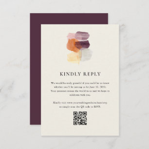 Elegant Fall Leaves QR Code Online Wedding RSVP Card