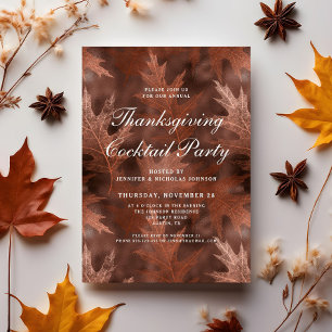 Elegant Fall Leaves Thanksgiving Cocktail Party Invitation