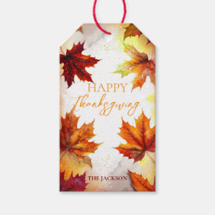 Elegant Fall Leaves Thanksgiving Gift Tag