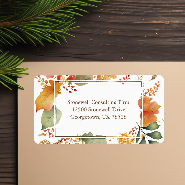 Elegant Fall Leaves Thanksgiving Return Address Label (Creator Uploaded)