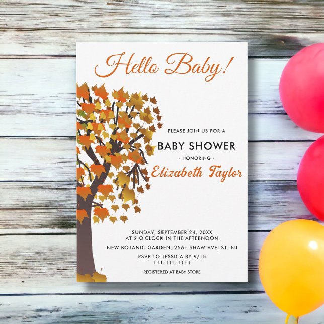 Elegant Fall Leaves Tree Romantic Baby Shower Invitation (Creator Uploaded)