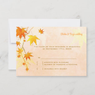 Elegant Fall Maple Leaves Wedding RSVP Card