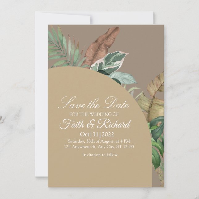 Elegant Fall Pampas Grass Wedding Save the Date (Front)