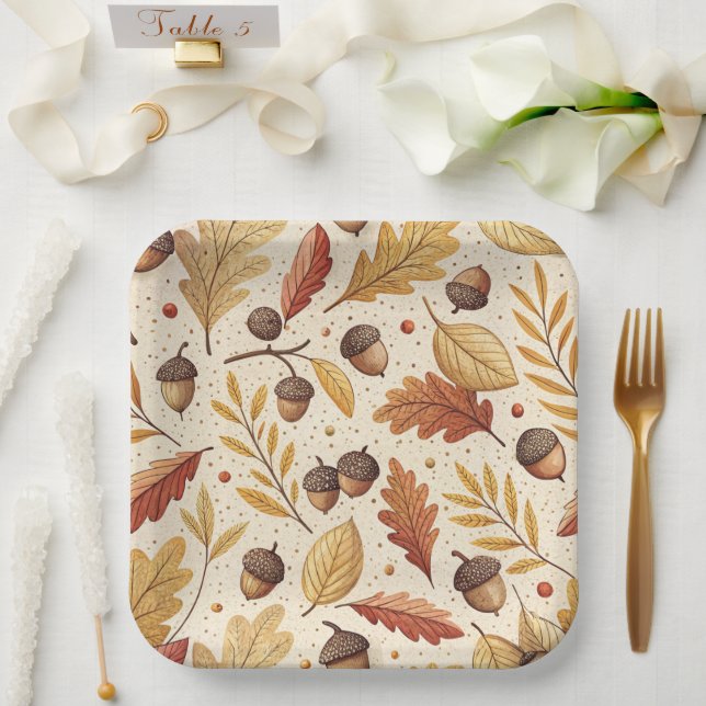 Elegant Fall Pattern Paper Plate (Wedding)