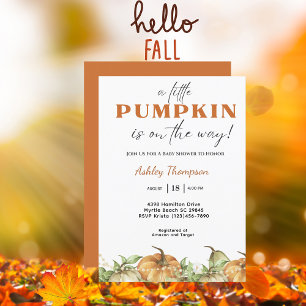 Elegant Fall Pink Pumpkin Baby Shower Invitation