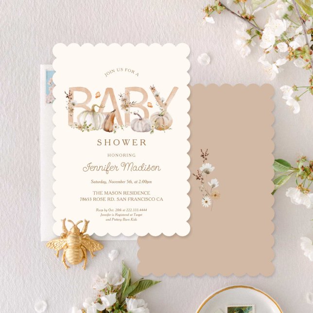 Elegant Fall Pumpkin Baby Shower Invitation (Creator Uploaded)