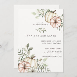 Elegant Fall Pumpkin Boho Autumn Rehearsal Dinner Invitation