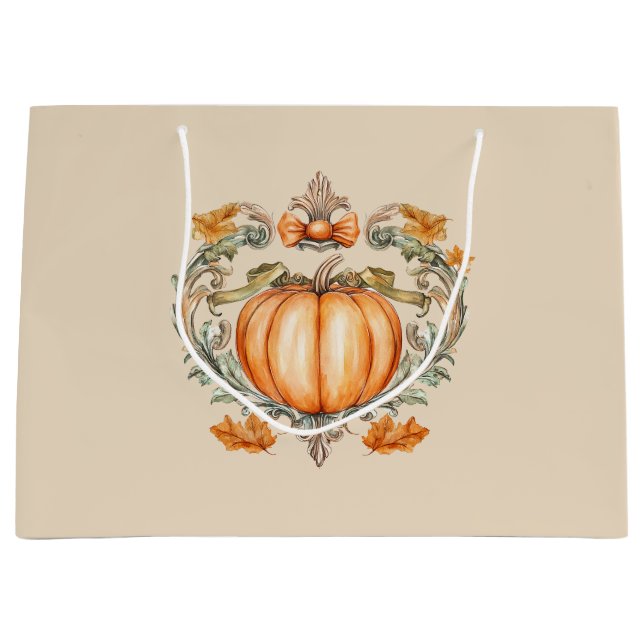 Elegant Fall Pumpkin  Large Gift Bag (Front)