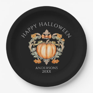 Elegant Fall Pumpkin Paper Plate