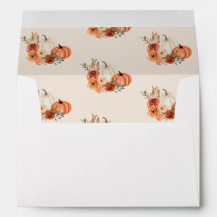 Elegant Fall Pumpkin Watercolor Floral Autumn Envelope