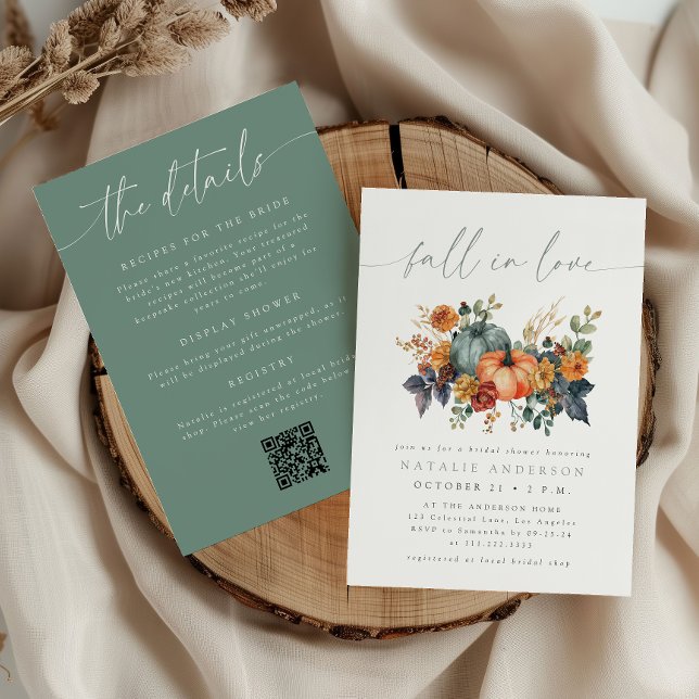 Elegant Fall QR Code All-in-One Bridal Shower Invitation (Creator Uploaded)