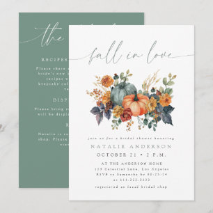 Elegant Fall QR Code All-in-One Bridal Shower Invitation