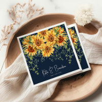 Elegant Fall Sunflower Florals & Navy Wedding