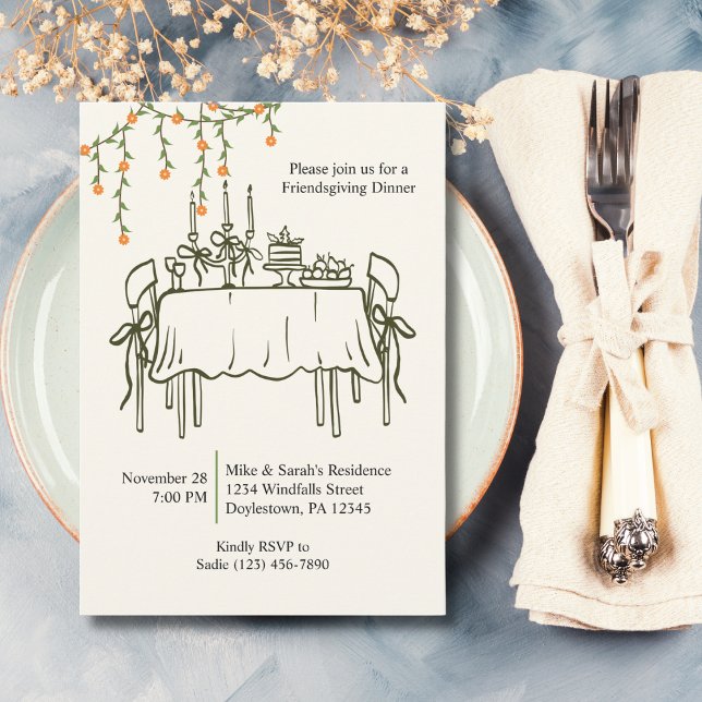 Elegant Fall Thanksgiving Friendsgiving Dinner Invitation (Creator Uploaded)