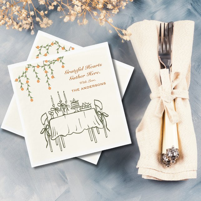 Elegant Fall Thanksgiving Friendsgiving Dinner Napkin (Creator Uploaded)