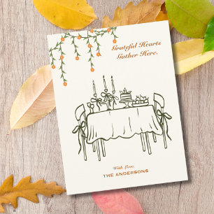 Elegant Fall Thanksgiving Friendsgiving Dinner Postcard