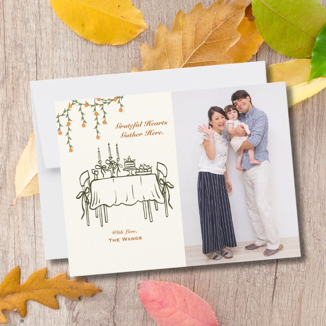 Elegant Fall Thanksgiving Friendsgiving Dinner Postcard (Creator Uploaded)