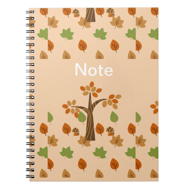 Elegant Fall Tree & Leaf Stylish Notebook (Front)
