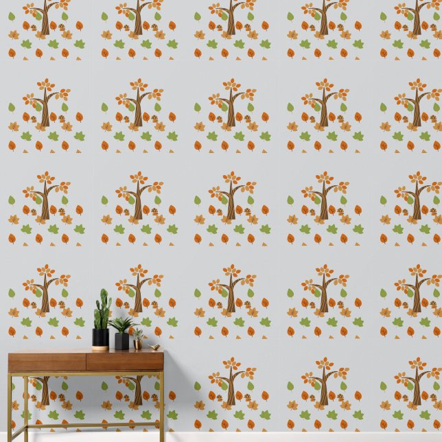 Elegant Fall Tree & Leaf Stylish Wallpaper (Hallway)