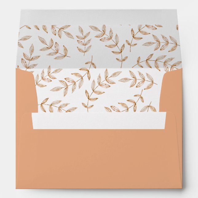Elegant Fall Watercolor Leaf Lined Envelope (Back (Bottom))