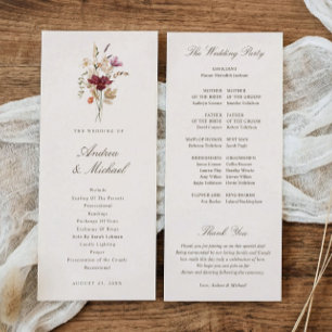 Elegant Fall Watercolor Wildflower Wedding Programme