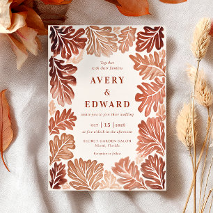 Elegant Fall Wedding Bohemian Watercolor  Invitation