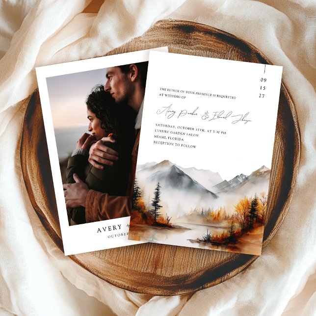 Elegant Fall Wedding Boho Photo Invitation (Creator Uploaded)